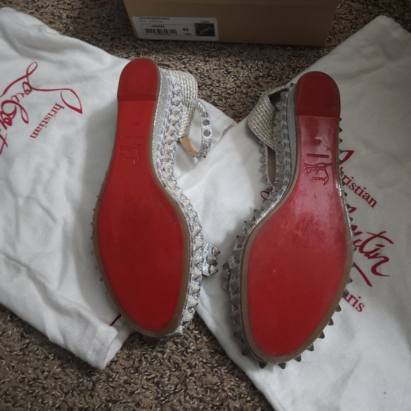 Christian Louboutin Espadrille in Silver size 40 / Women's 9.5. Nappa Mica - Picture 8 of 9